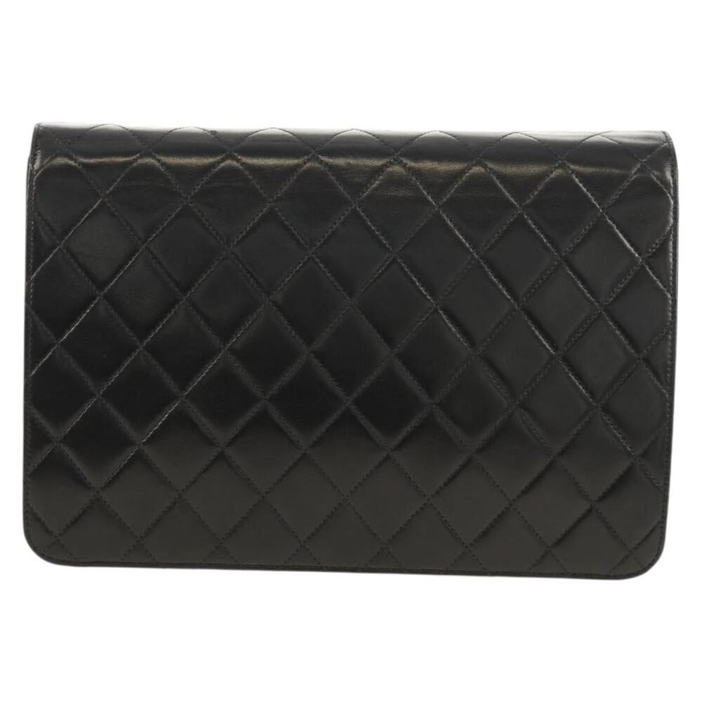 Chanel Chain Shoulder Bag Lamb Skin Black Gold CC - Picture 2 of 8